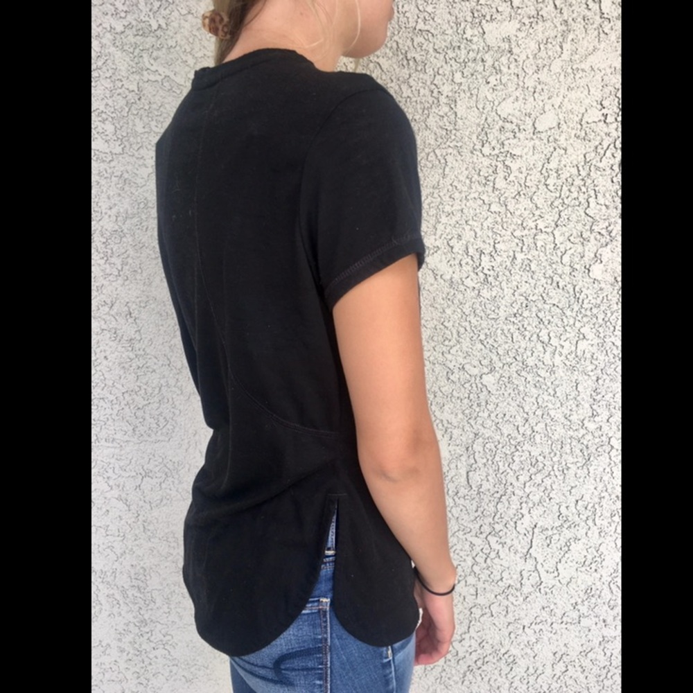 Black Athletic Slit Side Tee Shirt